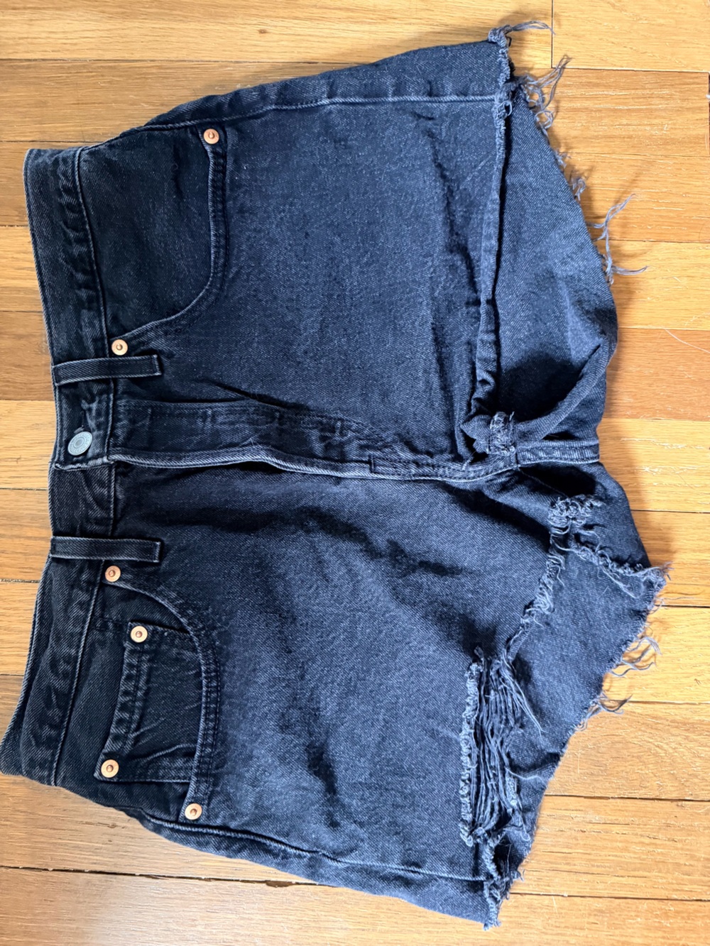 Levi's Black Distressed Denim Jean Shorts